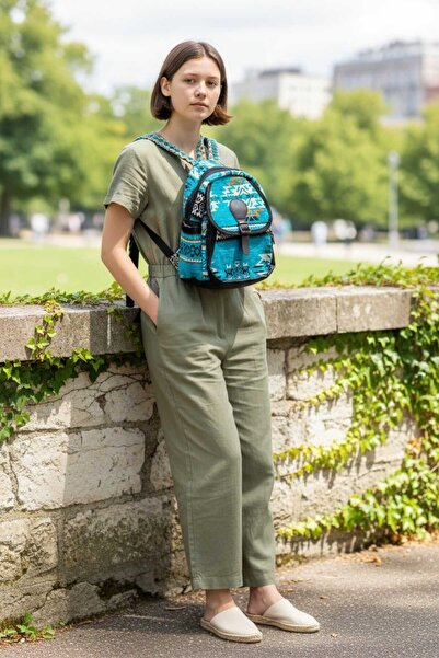 PEKPLUS Women's Red Ethnic-Authentic Original Kilim Woven Backpack Washable B...