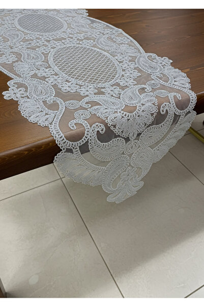 Sivalde Runner Tablecloth Tulip Pattern / Gray, 135X43 cm