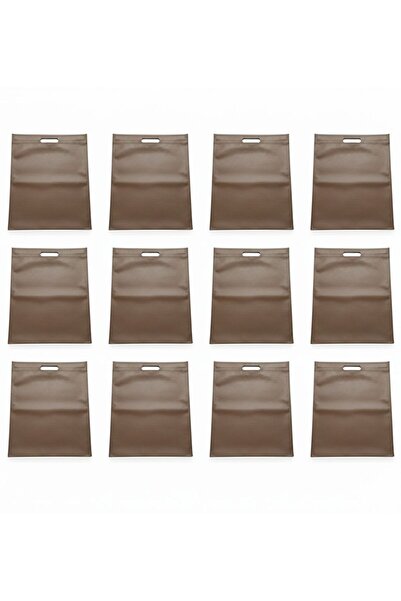 REX Canvas Shopping Bag Set (12 pieces) - Brown - Size 32x43 cm 67539C