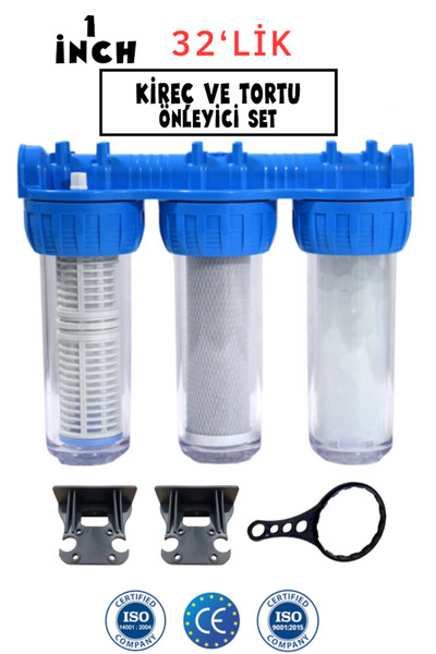 SULOOK 1 inch (32'lik borular için) Tortu, Kireç ve Klor Önleyici Üçlü Sayaç ...