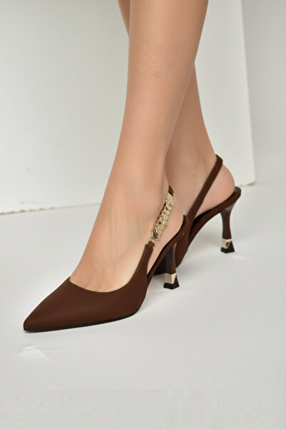 Fox Shoes Y308203204 Brown Fabric Thin Heeled Women's Evening Dress Shoes