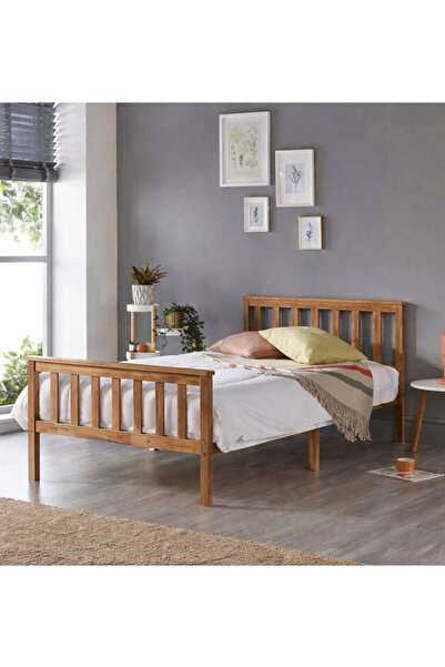 Generic Classic wooden bed with an elegant wood-colored frame, practical and ...