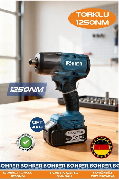 BÖHRER 1250NM TORK PROFESYONEL DARBELİ 36V BİJON SOMUN SÖKME MAKİNESİ