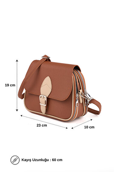 MYSTOBAG Γυναικεία τσάντα ώμου με λουράκι χιαστί, κάλυμμα και φερμουάρ, με πο...