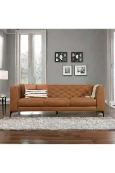 homejoyz Swedish Wood Leather Sofa - Royal Velvet Empress - Dark Brown - 260×...