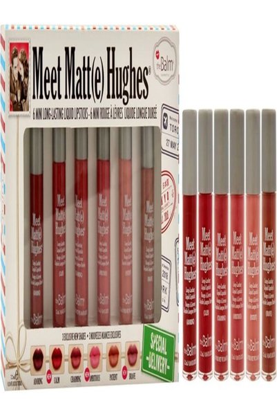 Balm مجموعة أحمر الشفاه theBalm MeetMatte Hughes Special Delivery المكونة من 6 قطع: أدورينج-كام، تشارمينج، أمبيشوس، باتينت، بريف