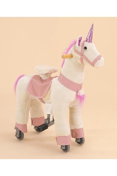 Fab N Funky Unicorn Rocking Ride-On, Plush Finish, Wheeled Base, Padded Saddl...