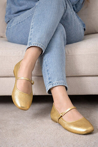 redtan Women's Flat Shoes with Gold Straps and Belt, Lightweight, Comfortable...