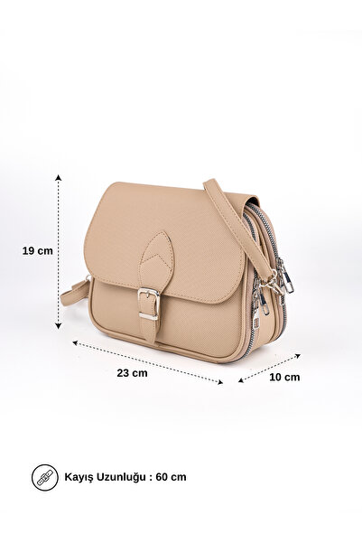 MYSTOBAG Γυναικεία τσάντα ώμου με λουράκι χιαστί, κάλυμμα και φερμουάρ, με πο...