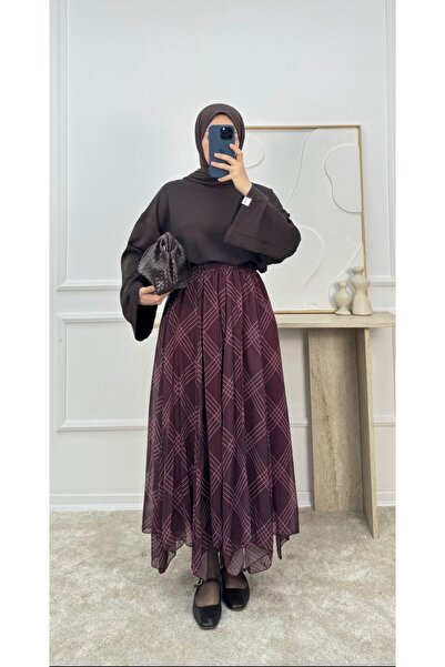 Molly Nelly Γυναικεία έθνικ φούστα με στάμπα και επένδυση από σιφόν