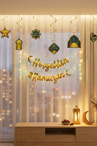 BALON DİYARI Led Işıklı Hoşgeldin Ramazan Yazılı Ramazan Bayramı Tavan Süsü 1...