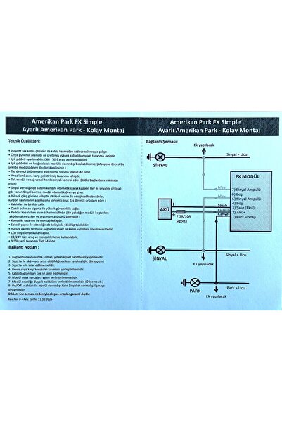 iq elektronik Tek Bağlantı Ön Ve Arka Amerikan Park Simple Motosiklet Uyumlu Kolay Montaj