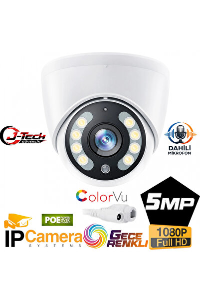 J-TECH JT-6060 5MP PoE Sesli IP Dome Gece Renkli Güvenlik Kamerası