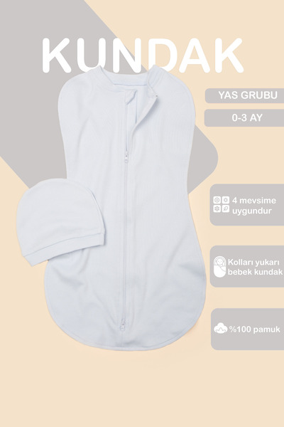 Vauva 100% cotton double-sided zippered swaddle for baby, soft jersey fabric,...