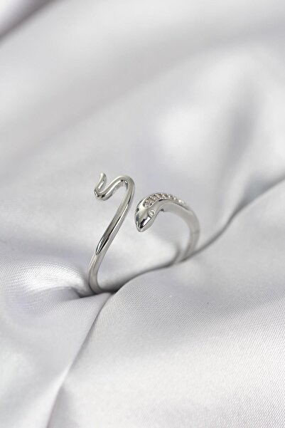 Inure Jewelry Silver Color Snake Model Zircon Stone Women's Ring