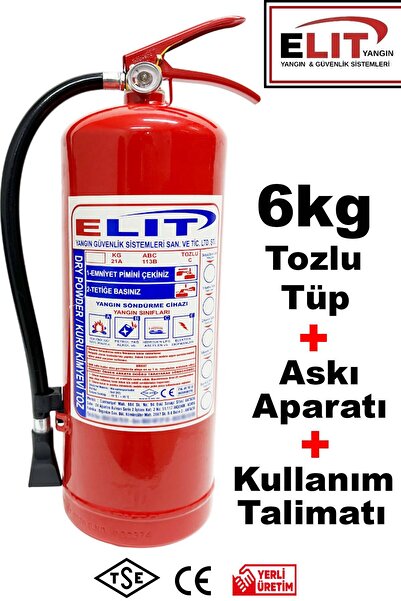 ELİT YANGIN VE GÜVENLİK SİSTEMLERİ Yangın Söndürme Tüpü 6 Kg Tozlu 4 Yıllık R...