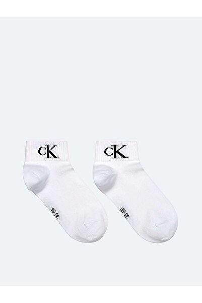 Calvin Klein CKJ WOMEN QUARTER 2P MONOGRAM Kadın Beyaz Çorap