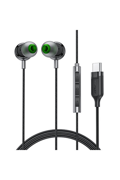 Acefast Căști intraauriculare tip C cu microfon L5, 1,2 m, negre