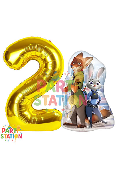 Parti Station مجموعة بالونات من الفويل بعمر سنتين بتصميم زوتوبيا |   الرقم ال...