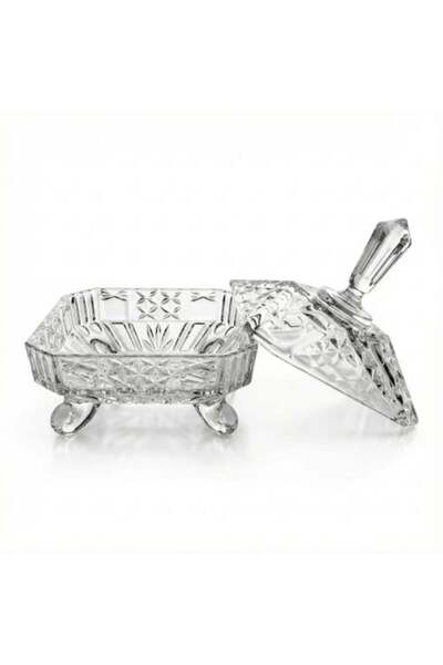Generic Square Glass Sugar Bowl with Lid