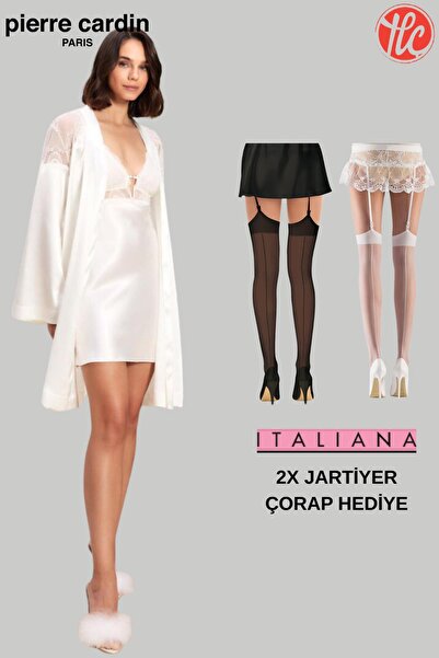 Pierre Cardin 6'lı Saten Sabahlık Pijama Takım Şort Takım Gelin Çeyiz Set 2X ...