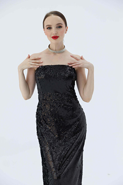 2TRENDY Black sequined sleeveless occasion dress