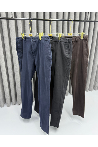 Avni Ceylan Men's Premium Straight Classic Modern Fit Fabric Trousers