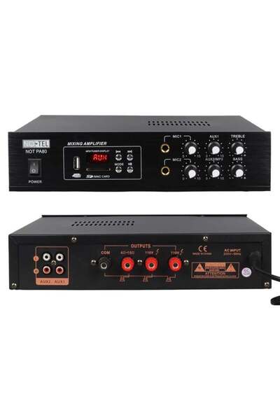 Notel No-Tel 50 W Mini USB-SD-Bluetooth 70-100 V 2 Mik. Giriş Trafolu Anfi NO...