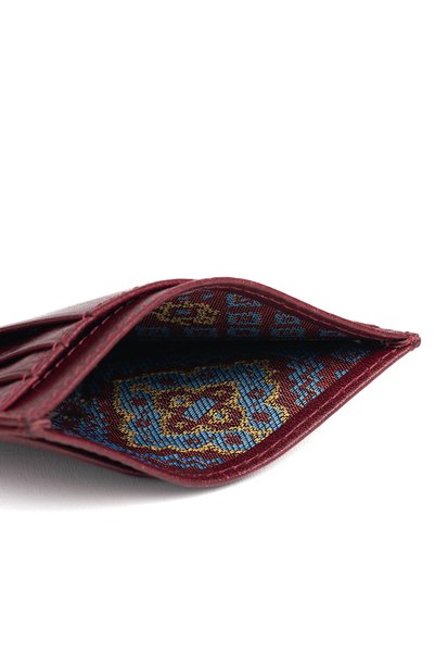BAYDERİ Suport carduri din piele Biwoly Roșu Claret