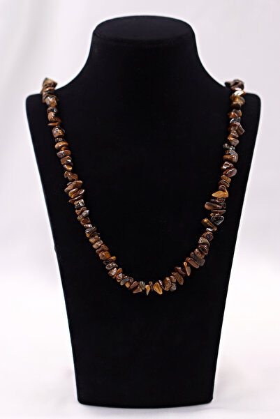 SAURACHI Tiger's Eye Stone Necklace Unshaped Natural Stone Cracked Stone String