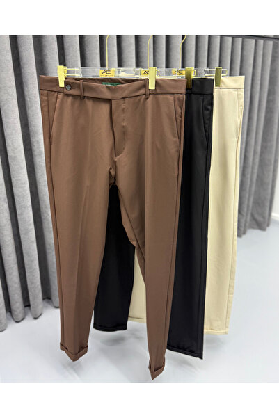 Avni Ceylan Men's Elite Line Fabric-Tongued Modern Fit Trousers