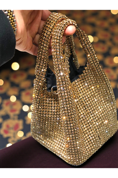 HFKY Geantă clutch pentru femei, model Lead Stone. Geantă de seară.