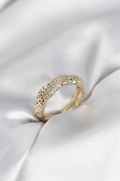 Inure Jewelry Gold Color Women's Ring with Zircon Stone and Puntal