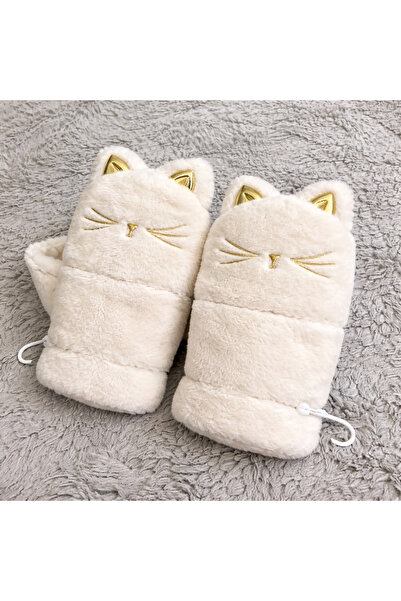 Selvira Plush Cat Patterned Gloves |   Winter Warm, Soft, Cute Design Mitten ...