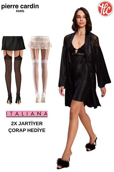 Pierre Cardin 6'lı Saten Sabahlık Pijama Takım Şort Takım Gelin Çeyiz Set 2X ...