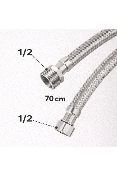 Spiral Çelik Flex Hortum 1/2 Erkek – 1/2 Dişi | 70 cm