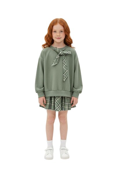 ERDEM KIDS Κοριτσίστικο Εορταστικό Σετ - Καρό Φούστα και Μπλούζα Διπλό Σετ