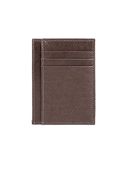 BAYDERİ Biwoly Leather Card Holder Dark Mink
