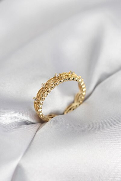 Inure Jewelry خاتم نسائي من حجر الزركون المزخرف باللون الذهبي