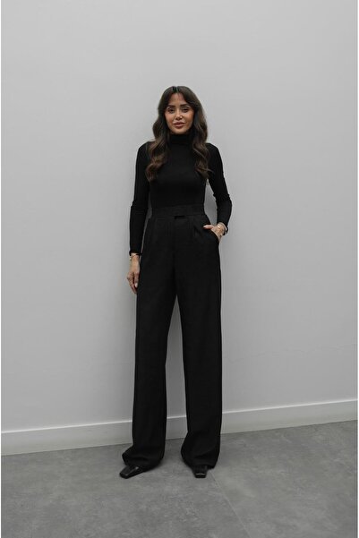 Havoş Black Corduroy Pants with Velcro Closure