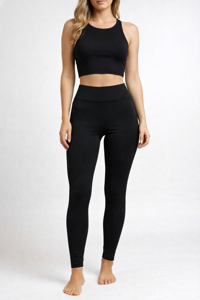 HK Underwear Kadın Toparlayıcı Yüksek Bel Likralı Siyah Tayt, Dalgıç Kumaş, F...