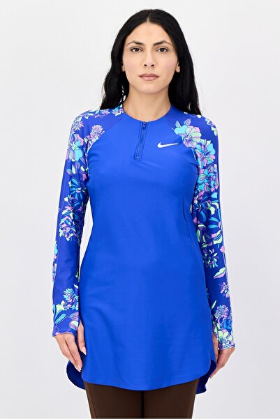 Nike Women Brand Logo Long Sleeve Swim Tunic, Blue