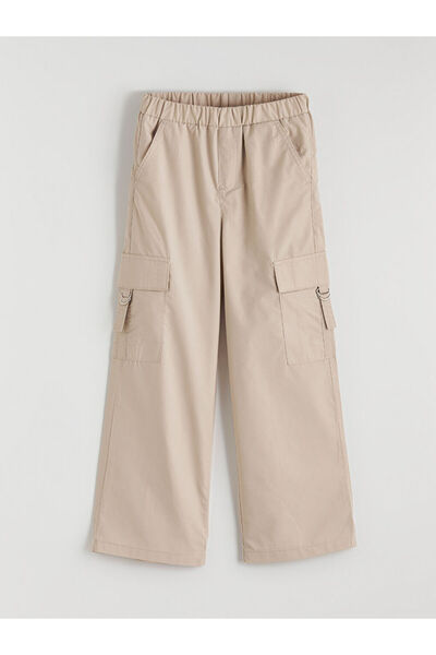 LC Waikiki Beige Elastic Waist Girl Cargo Pants