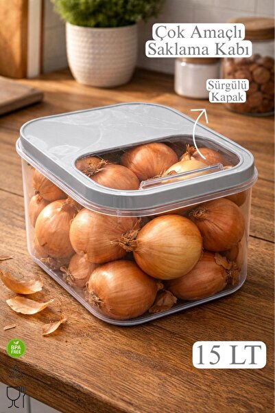 Funny Life 15 Liter Multi-Purpose Container with Sliding Lid - Food - Deterge...