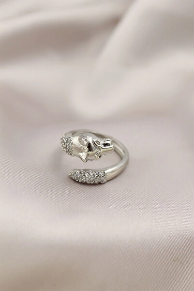 Nacario Mey imports ®   Silver-tone metal tiger design ring with zircon stone...