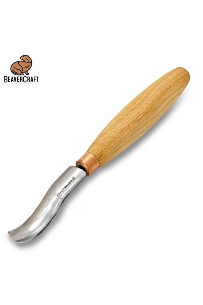 BeaverCraft K8A/14 Bükülmüş Sığ Oluklu Kısa Ahşap Oyma Iskarpelası, No 8