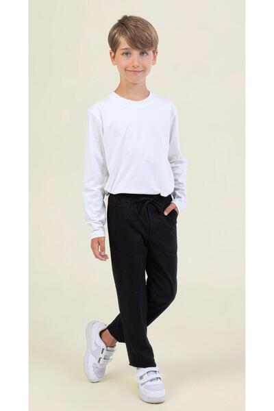 Dmb Boy's Black Sweatpants with Elastic Waist, Comfortable Cut -58820