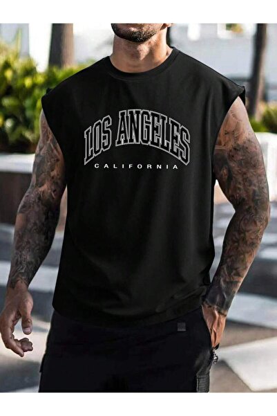 E-ROMA Tricou fără mâneci unisex oversize cu imprimeu Los Angeles