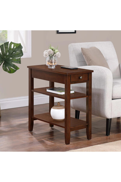 Poyraz Furniture Accessory Çekmeceli ve Raflı Yan Sehpa, Salon, Antre, Hol, A...