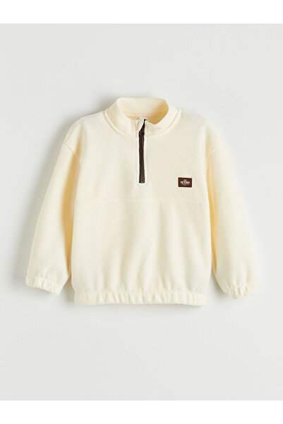 LC Waikiki Μπεζ ψηλός λαιμός Φούτερ για αγόρια Φλις ετών